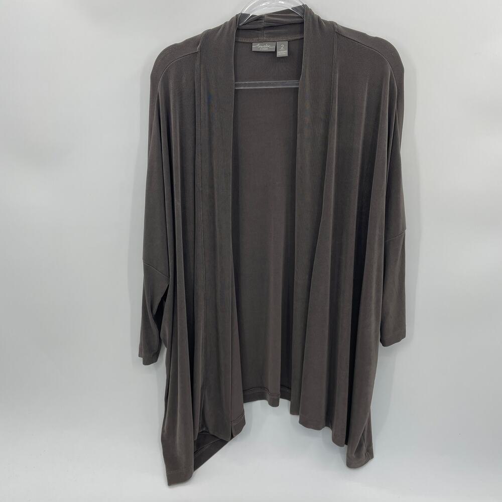 CHICO'S Traveler Open Cardigan Size 2 / US L Slinky Wrinkle Free Short Sleeve